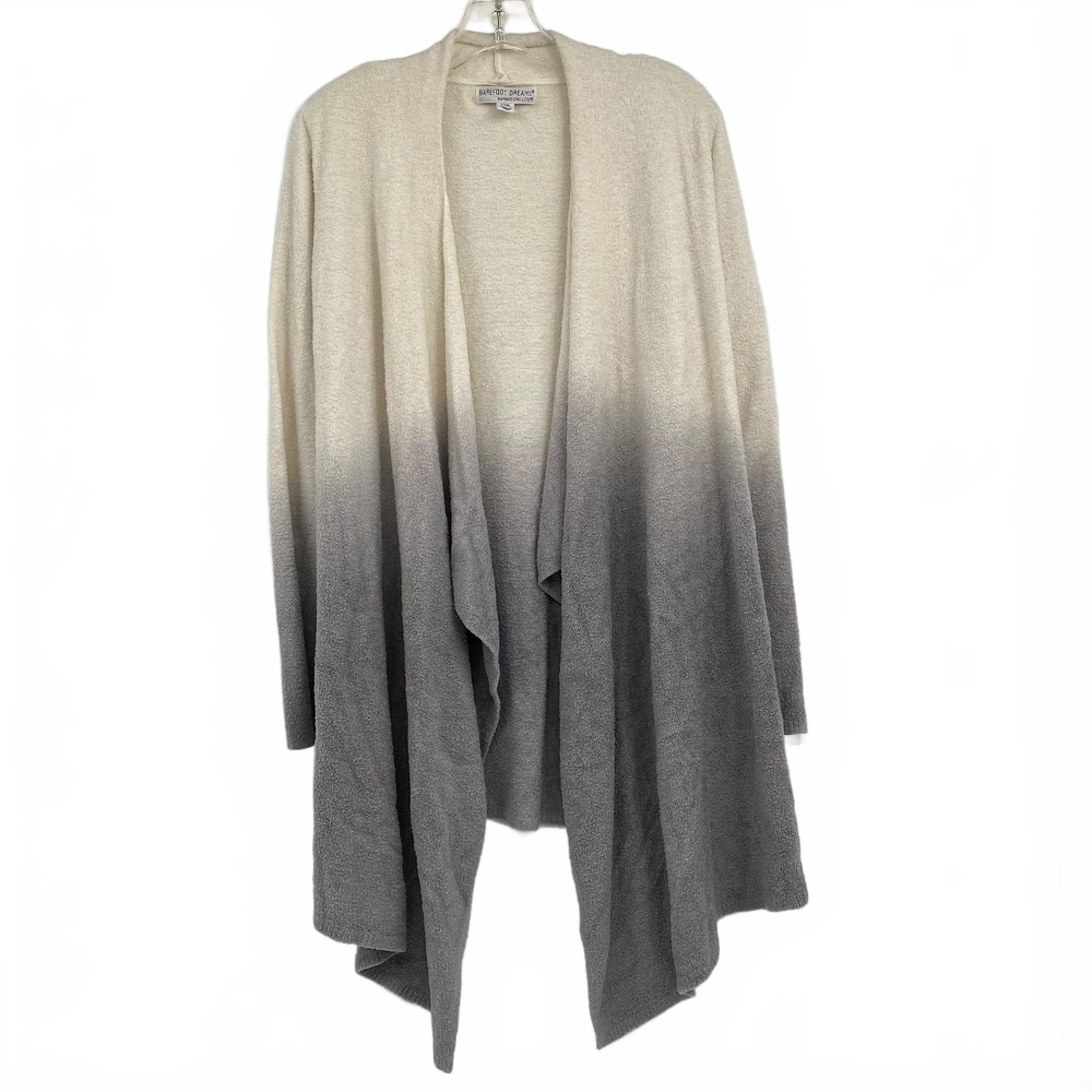 Barefoot Dreams Cream Gray Ombré Bamboo Chic Lite Cardigan | Women’s L